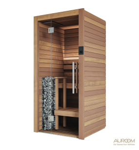 Sauna AUROOM Cala MINI (szklana ściana front) wymiar 0,95x0,95x205